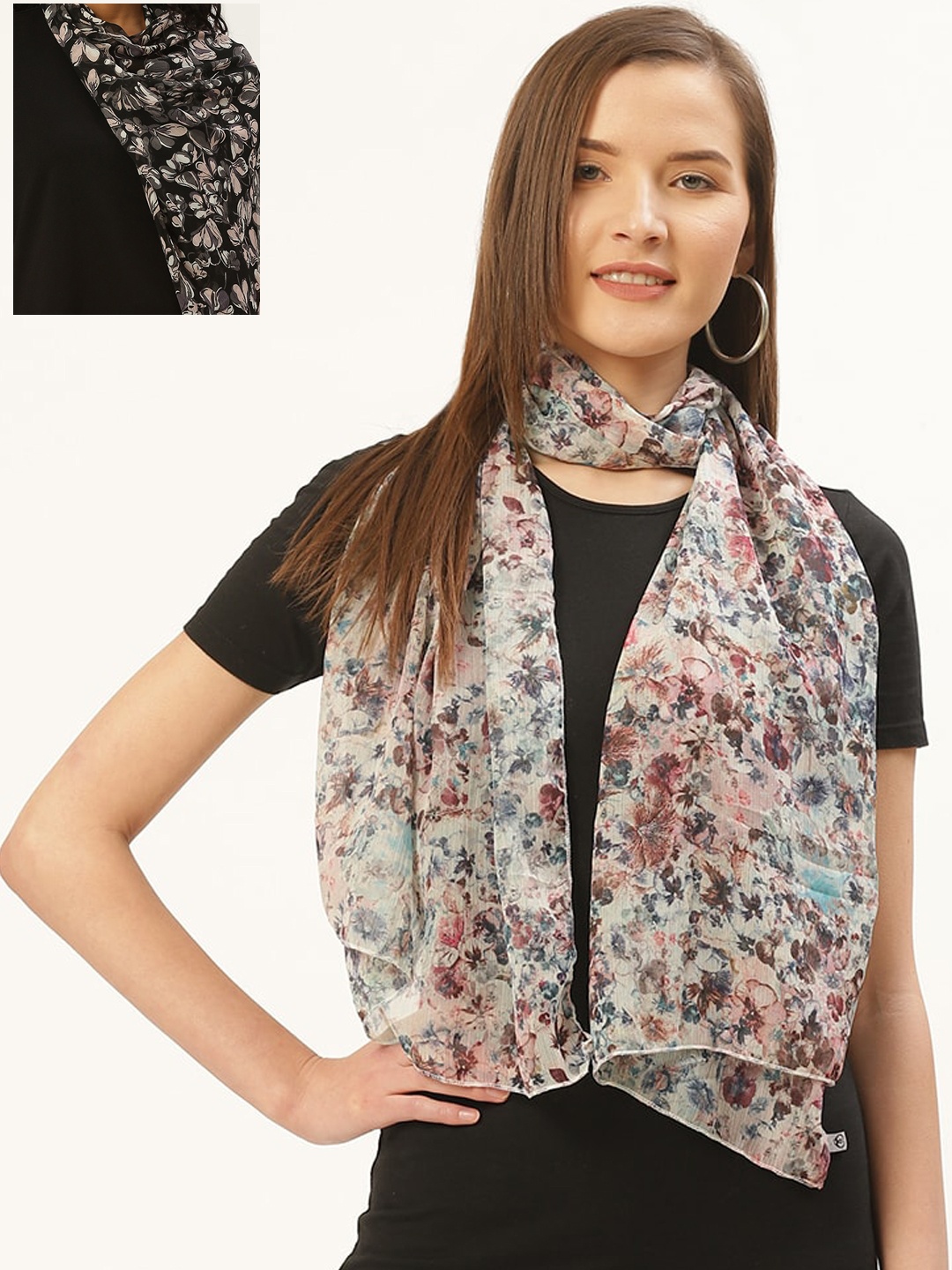 

Trend Arrest Women Multicoloured Set of 2 Printed Scarves, Multi