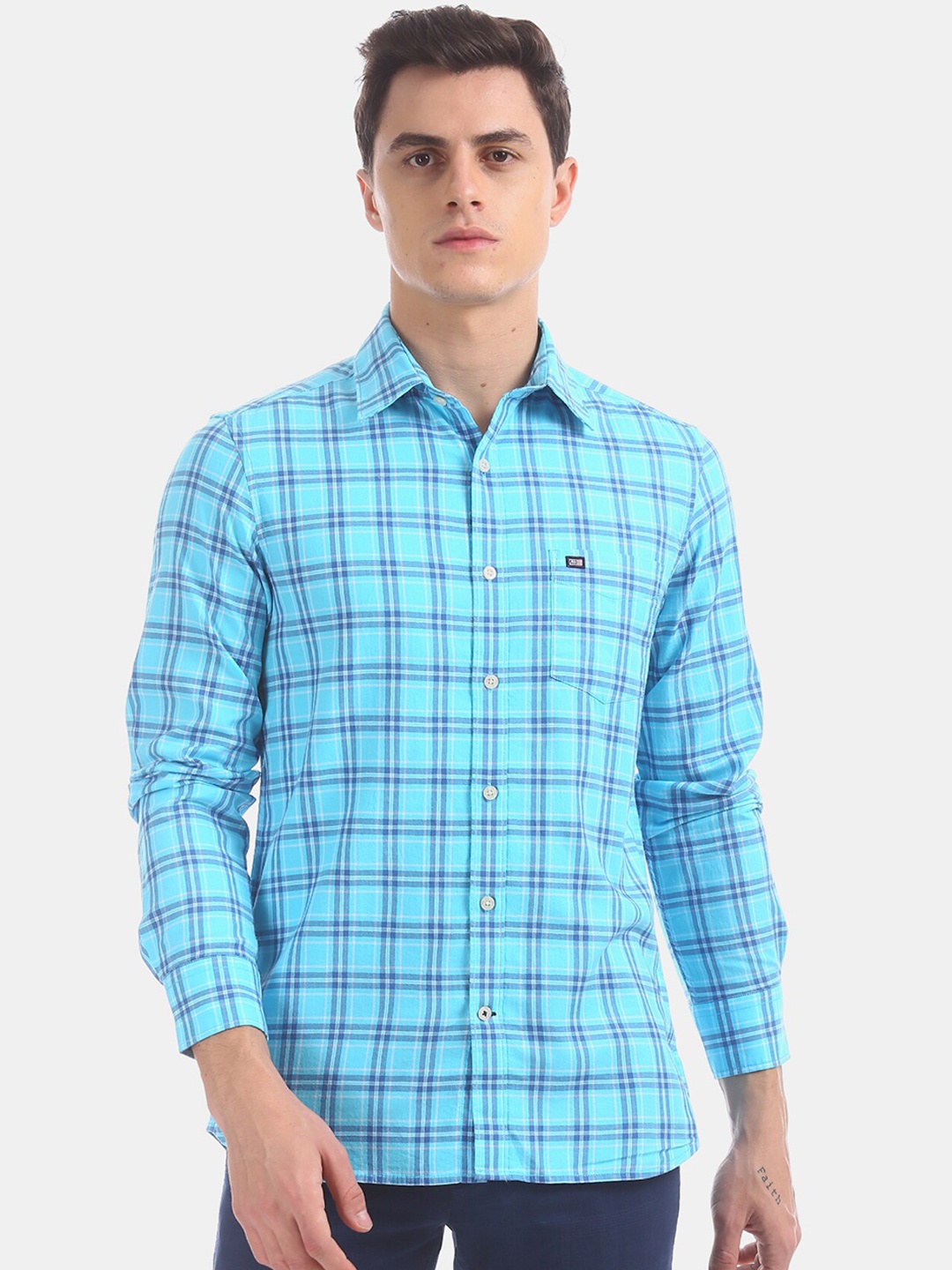 

Arrow Sport Men Blue Regular Fit Checked Casual Shirt