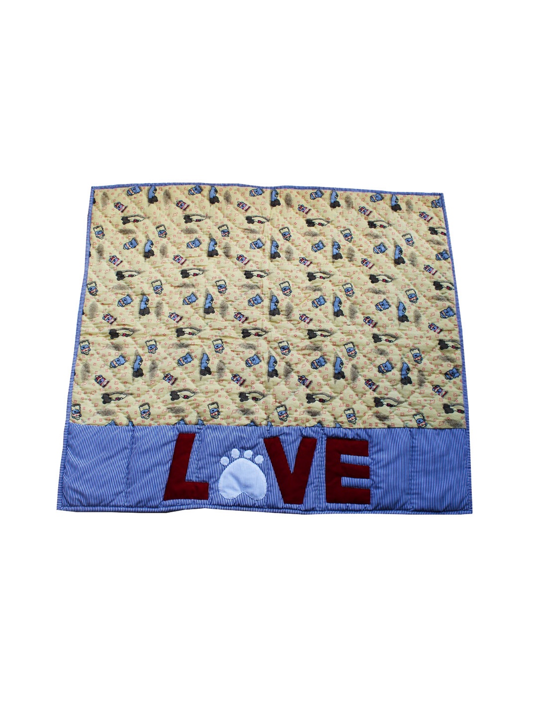 

LANA PAWS Yellow & Blue Printed Lazy Bum Snug Dog Blanket