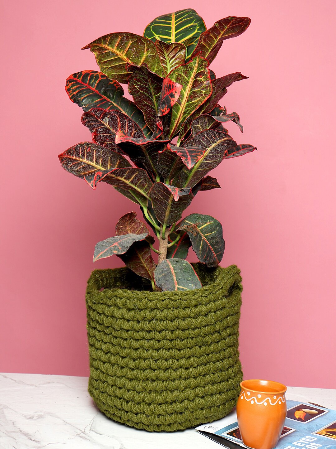 HABERE INDIA Olive-Green Jute Planter
