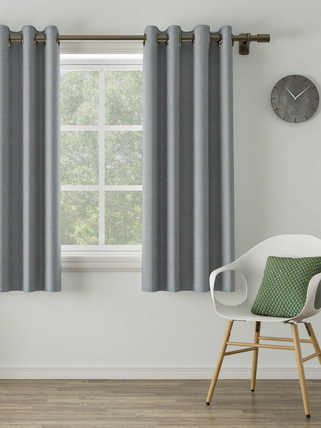 

DDecor Blue Solid Single Curtain