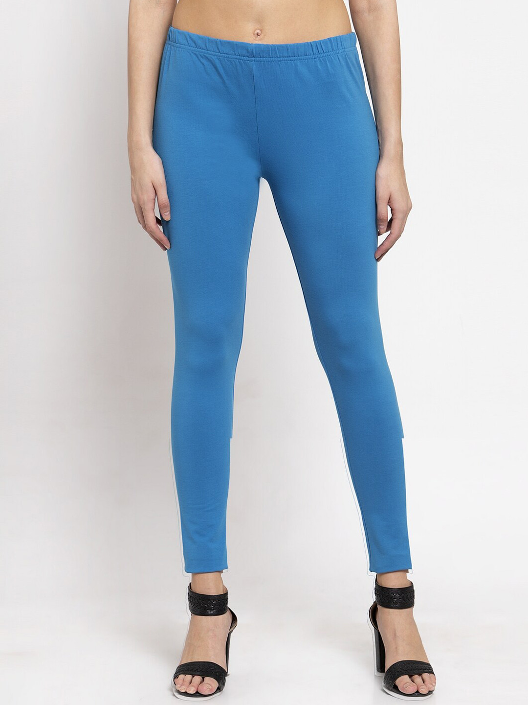

DOOR74 Women Blue Solid Ankle-Length Leggings