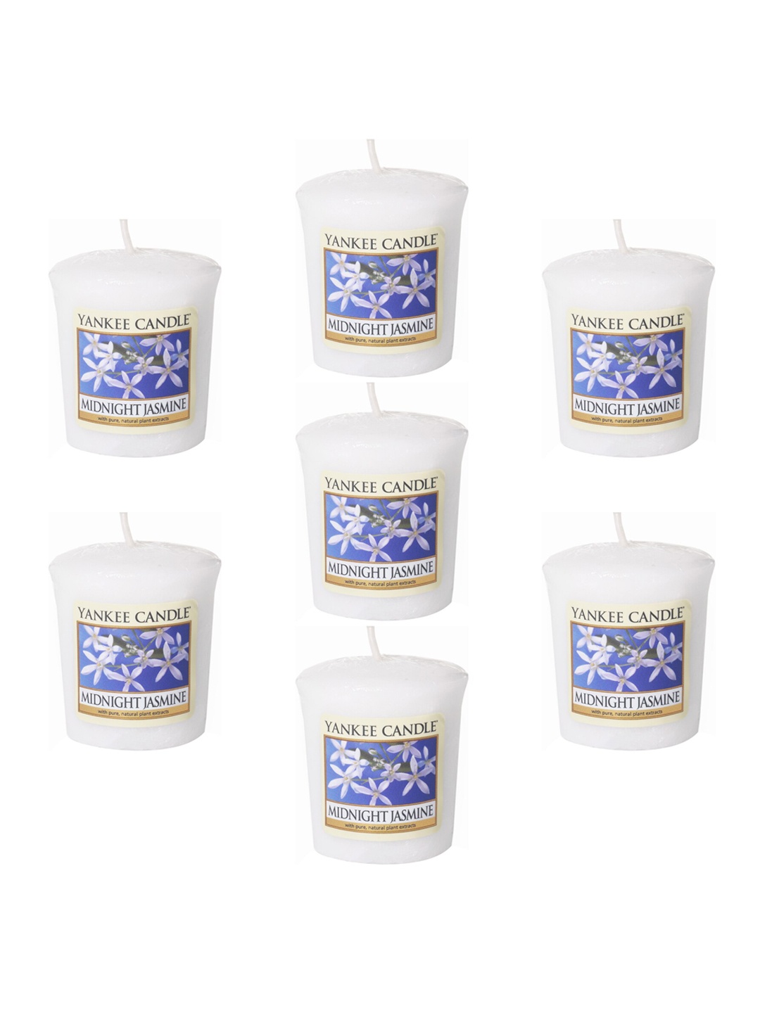 

YANKEE CANDLE Set Of 7 White Solid Classic Votive Midnight Jasmine Scented Candles