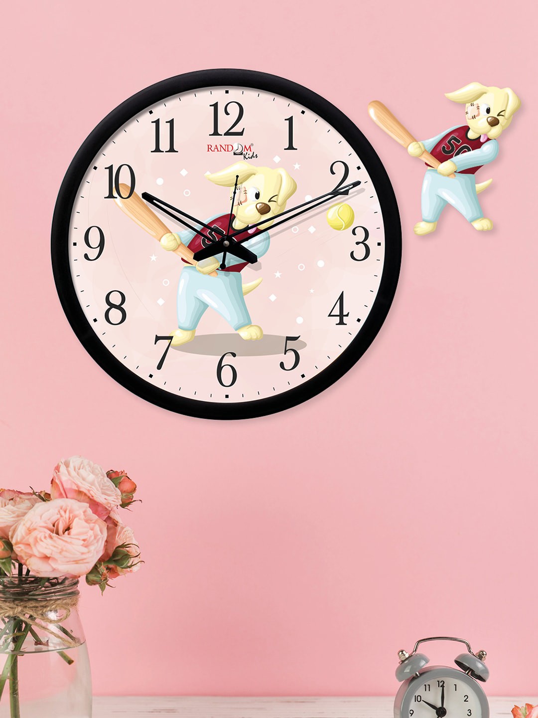 

RANDOM Black & Pink Round Printed Analogue Wall Clock