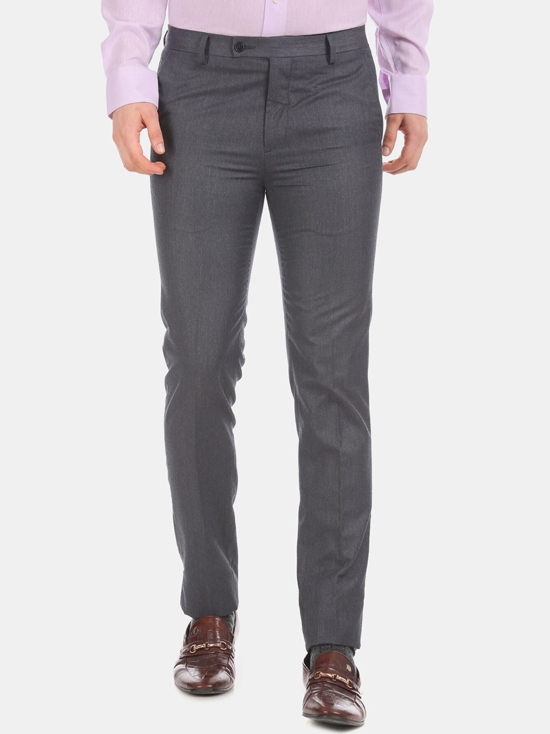 

Arrow Men Grey Regular Fit Solid Formal Trousers