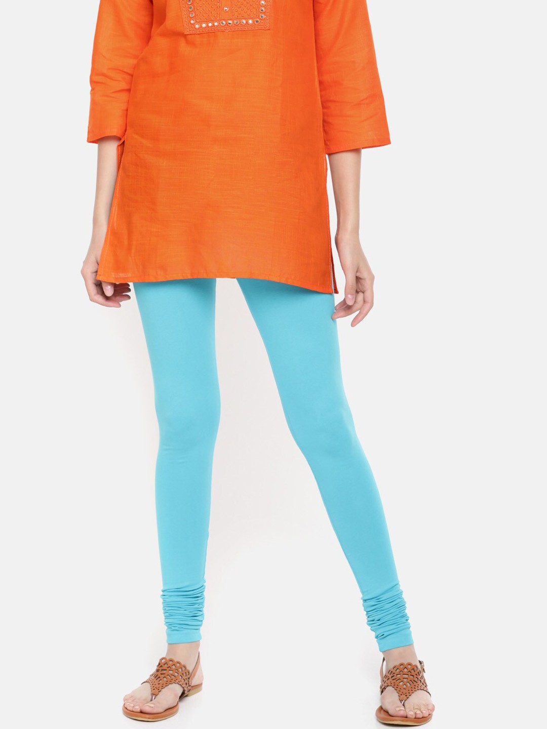 

De Moza Women Blue Solid Churidar-Length Leggings