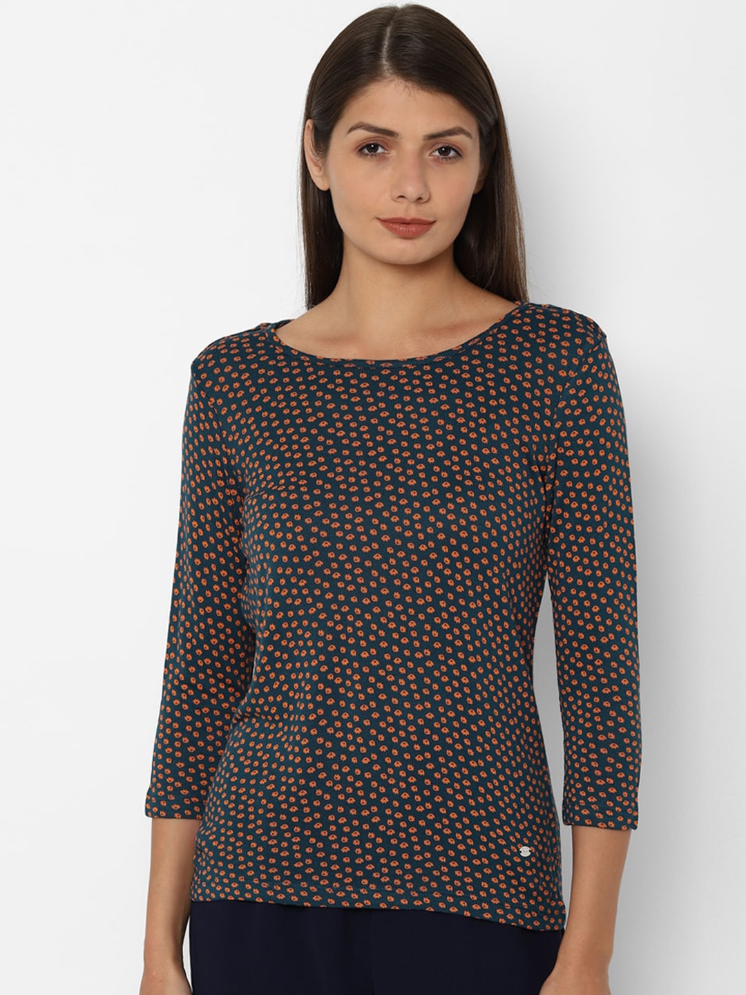 

Allen Solly Woman Women Navy Blue Printed Top
