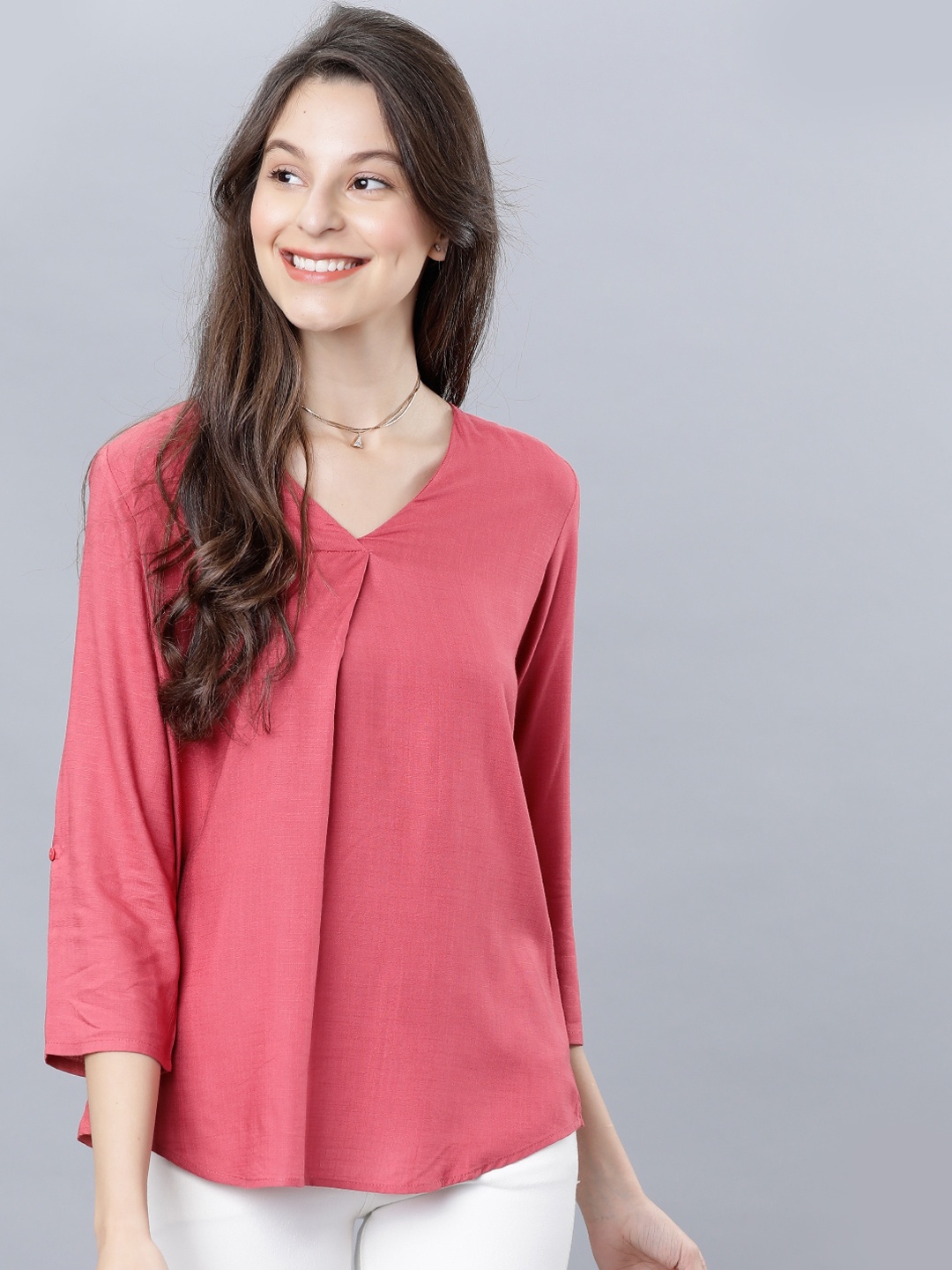 

Tokyo Talkies Women Pink Solid Top