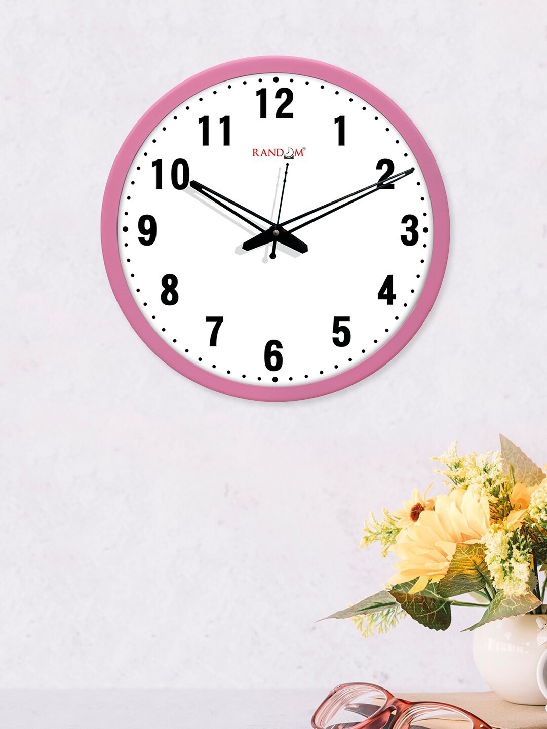 

RANDOM Pink & White Round Solid 30.48 cm Analogue Wall Clock