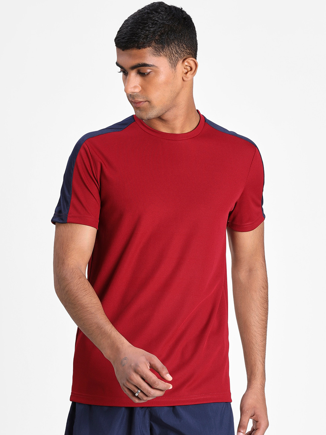

Puma Men Maroon Colourblocked Round Neck T-shirt