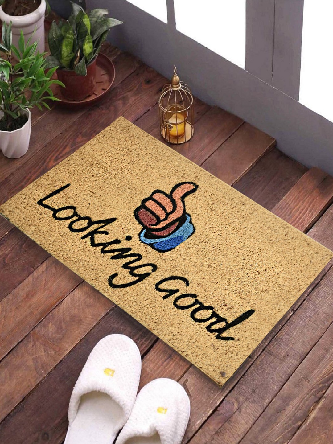 SWHF Brown Printed Anti-Skid Coir Doormat