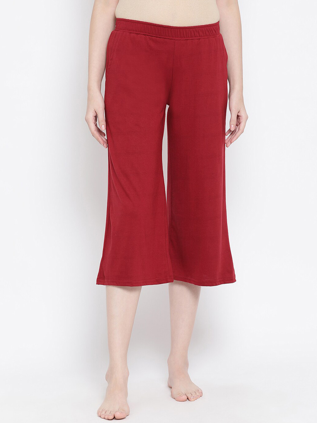 

Clovia Women Maroon Solid Slim Fit Cotton Lounge Pants