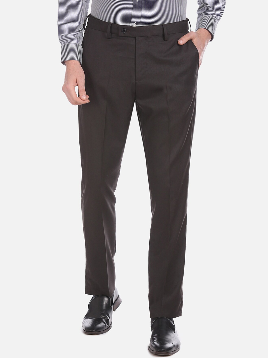 

Arrow Men Brown Regular Fit Solid Formal Trousers