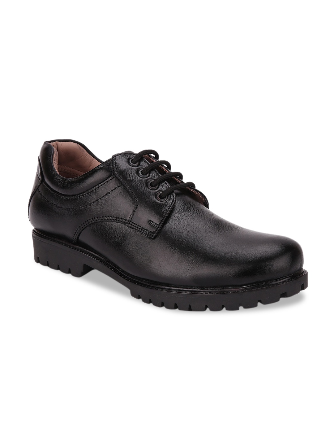 

LOUIS STITCH Men Black Textured Leather High-Top Derbys