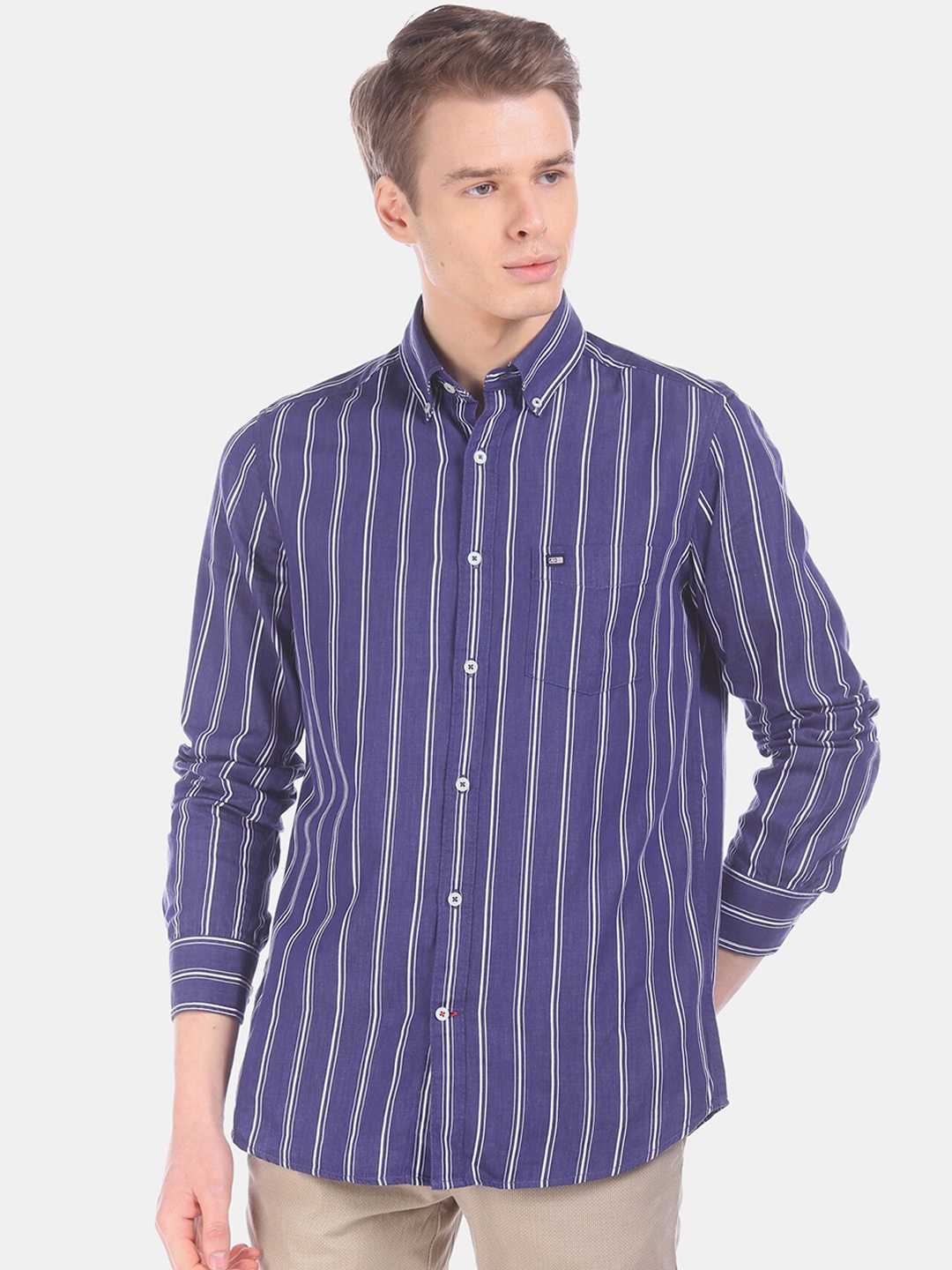 

Arrow Sport Men Blue & White Regular Fit Striped Casual Shirt