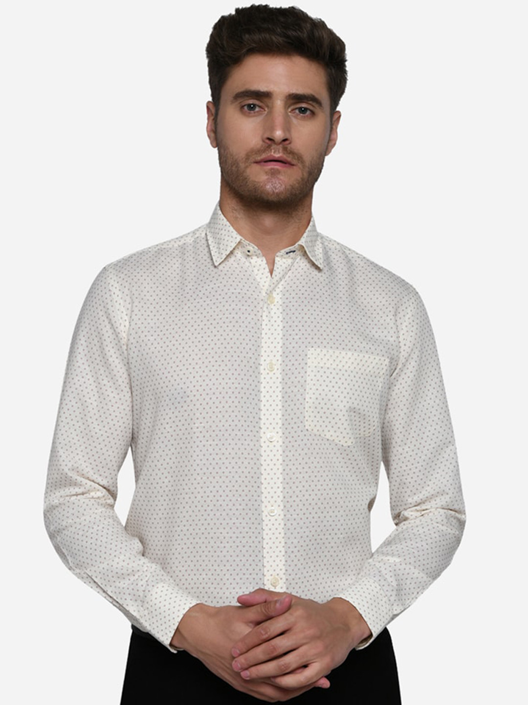 

Greenfibre Men Off-White Regular Fit Printed Cotton Casual Shirt