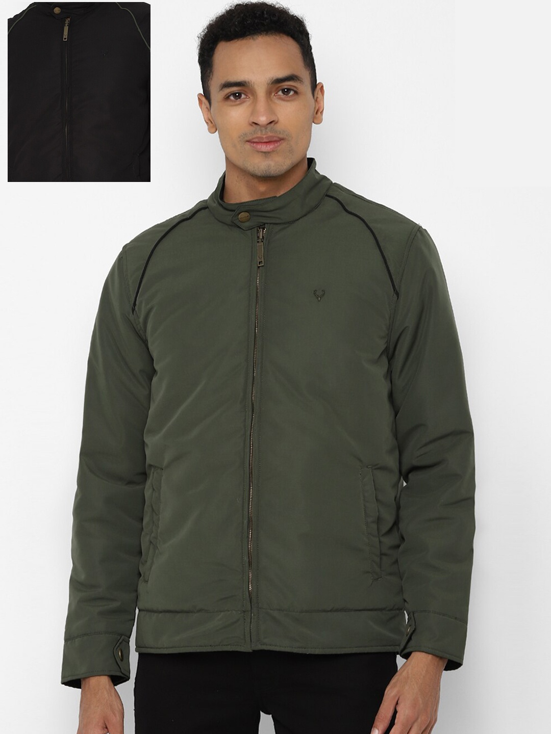 

Allen Solly Men Olive Green Solid Reversible Padded Jacket