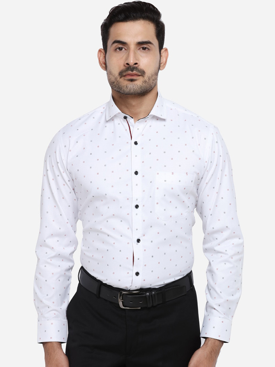 

Greenfibre Men White Slim Fit Printed Casual Shirt