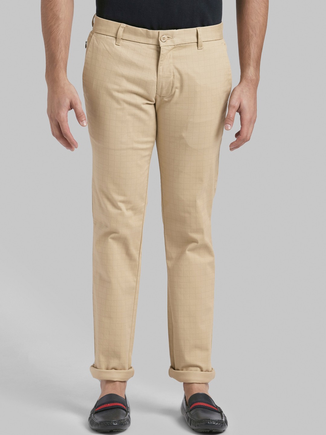 

Parx Men Khaki Skinny Fit Solid Regular Trousers
