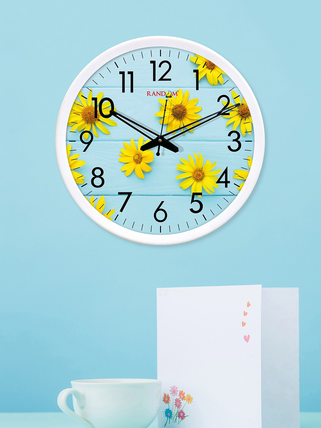 

RANDOM Blue & Yellow Round Printed 30.48 cm Analogue Wall Clock