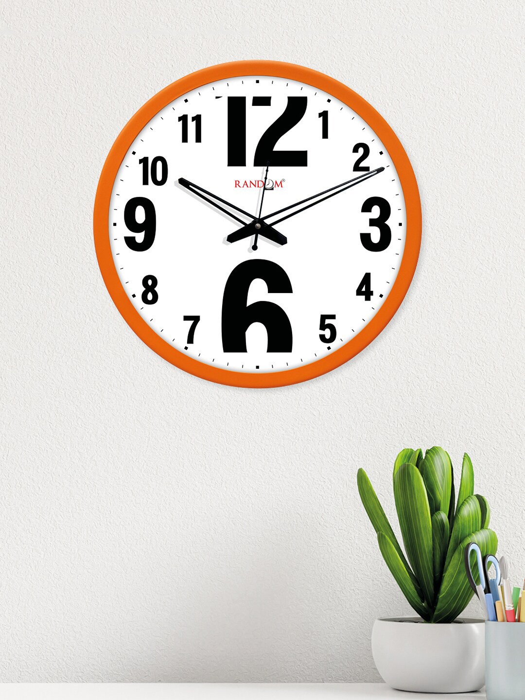 

RANDOM White Dial Round Solid 30.4 cm Analogue Wall Clock, Orange