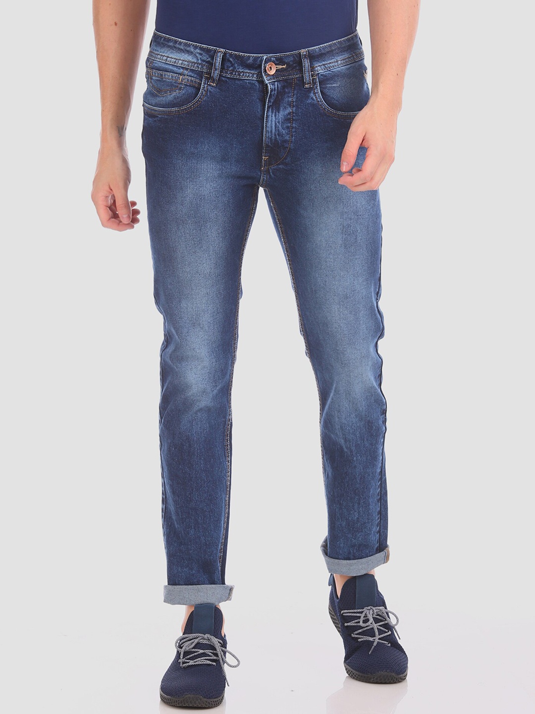 

Flying Machine Men Blue Michael Slim Tapered Fit Washed Streachable Jeans