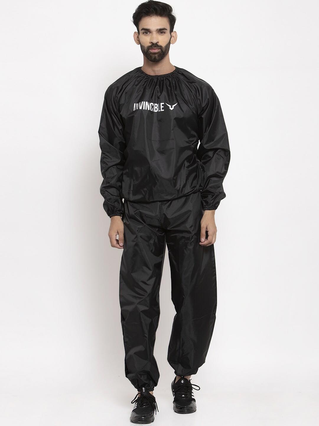 

Invincible Men Black Brand Logo Sauna Suit