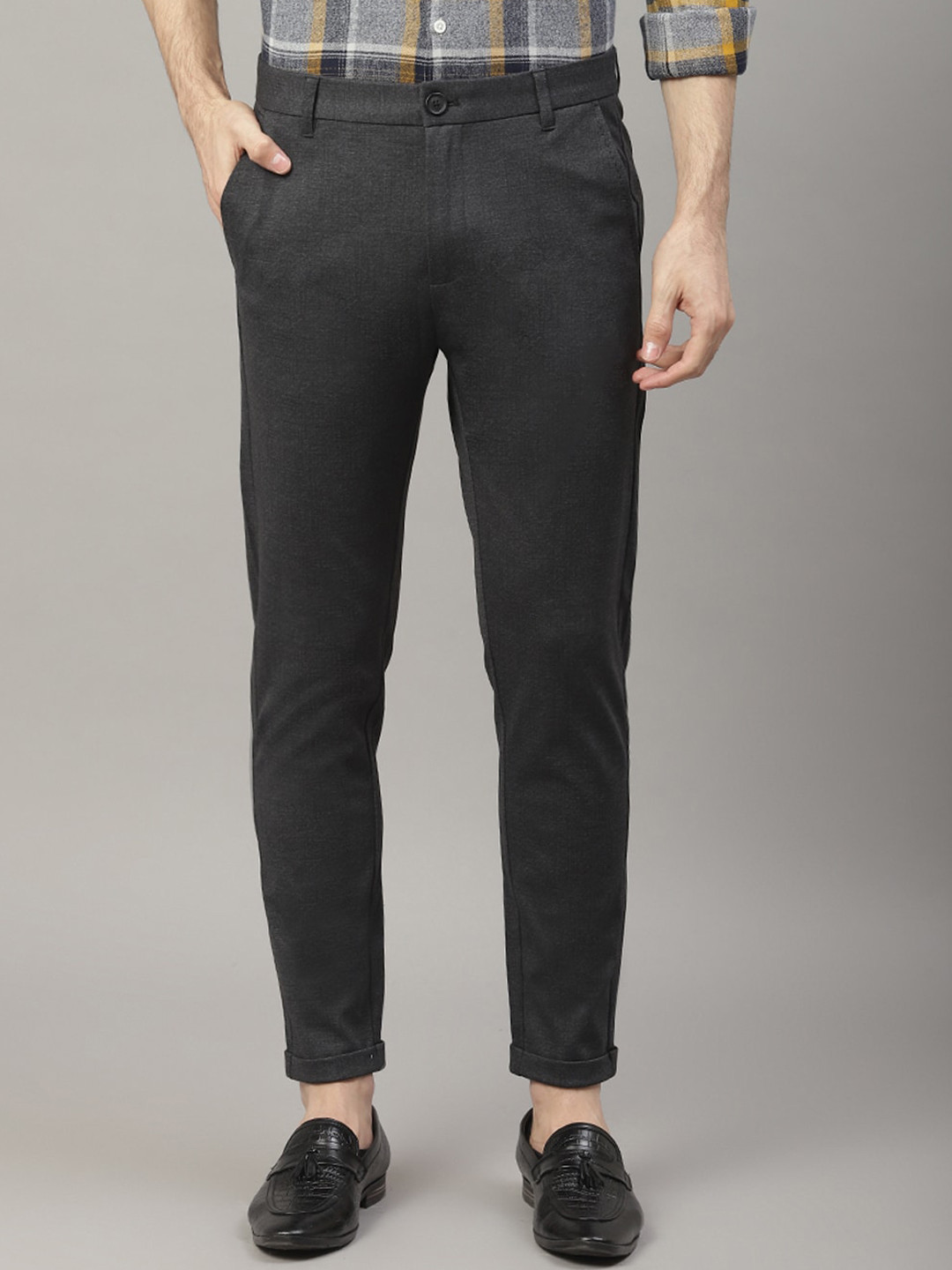 

LINDBERGH Men Black Slim Fit Solid Regular Trousers