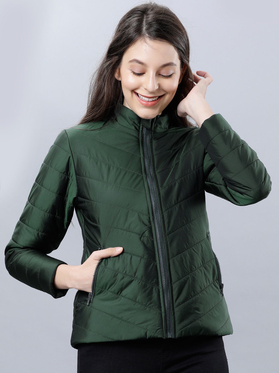 

Tokyo Talkies Women Green Printed Puffer Jacket