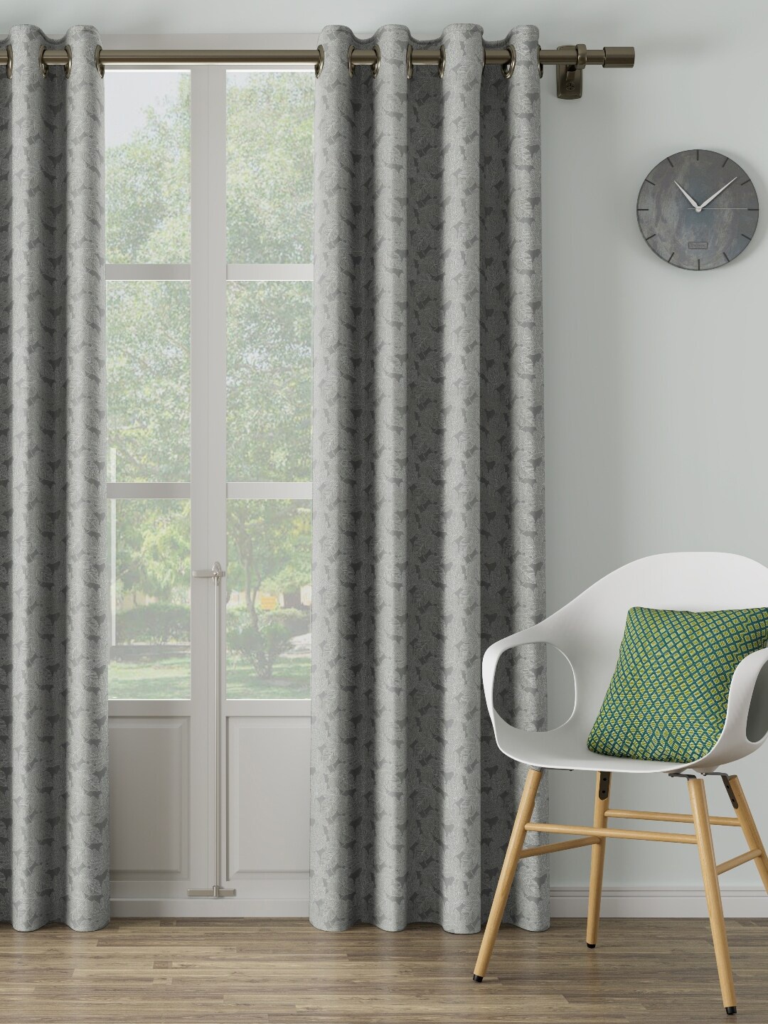 

DDecor Grey Printed Single Door Curtain