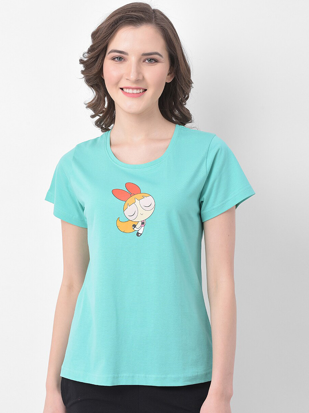 

Clovia Women Blue Solid Lounge T-shirt
