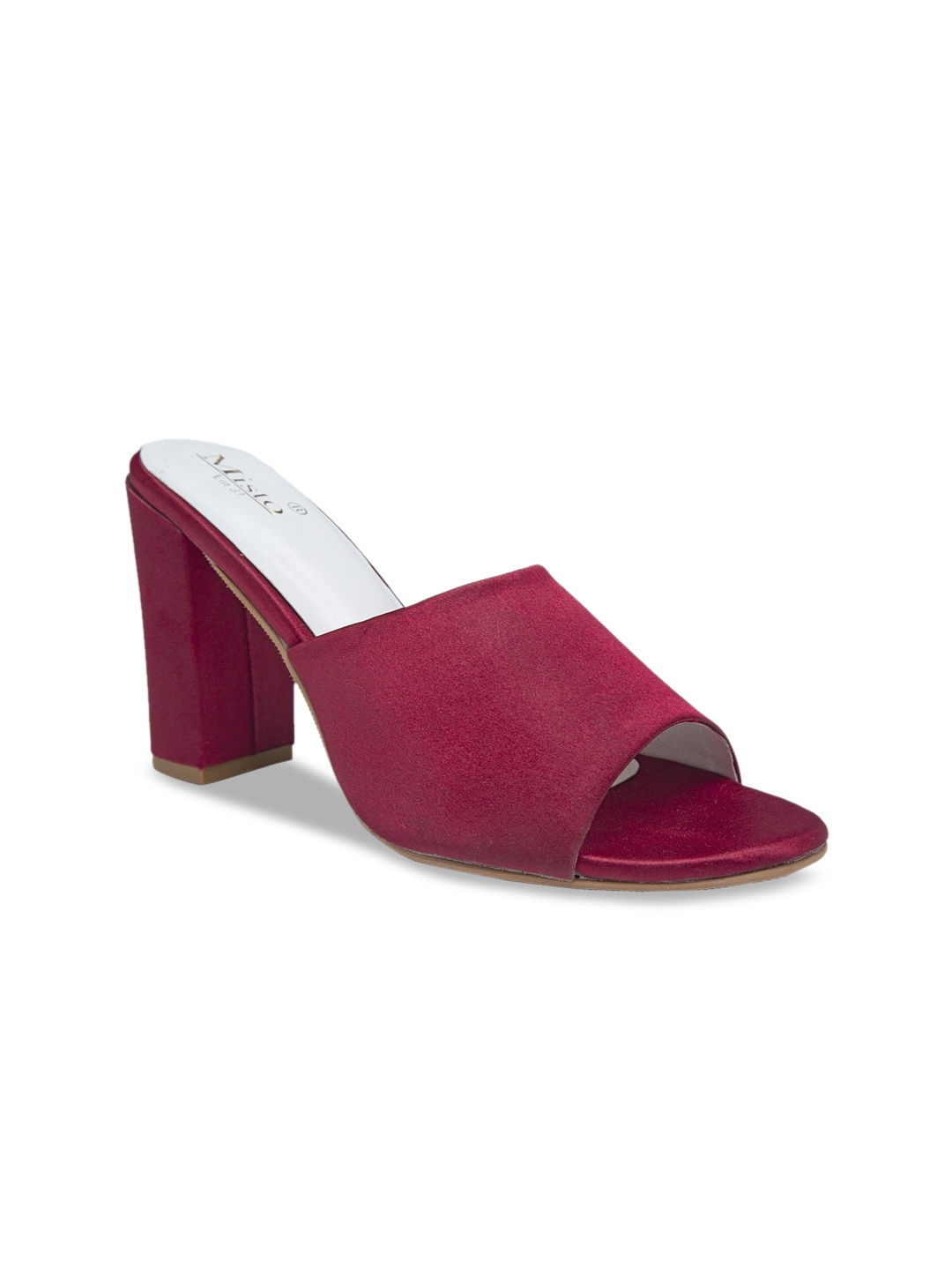 

Misto Women Maroon Solid Heeled Mules