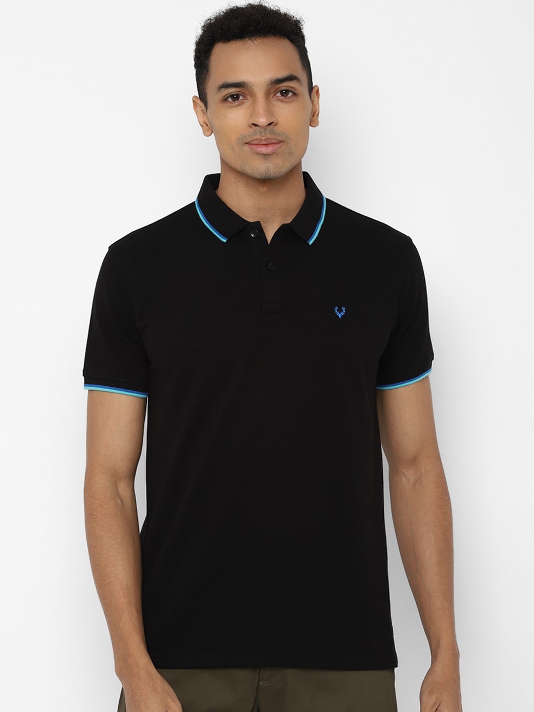 

Allen Solly Men Navy Blue Solid Polo Collar T-shirt