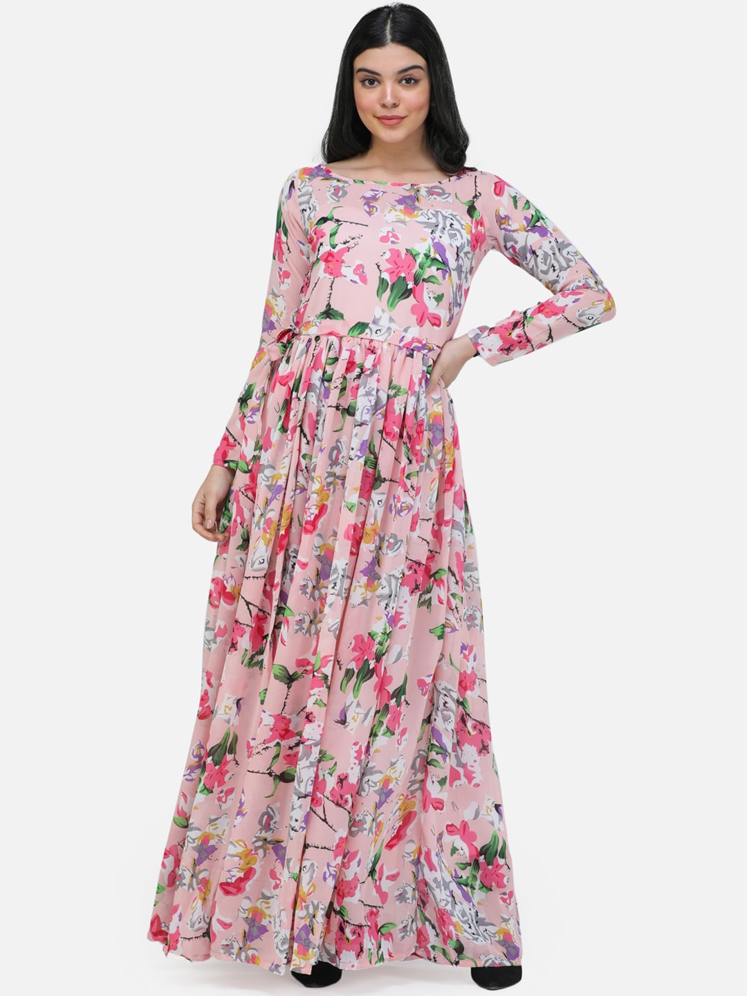 

SCORPIUS Women Pink Printed Maxi Dress