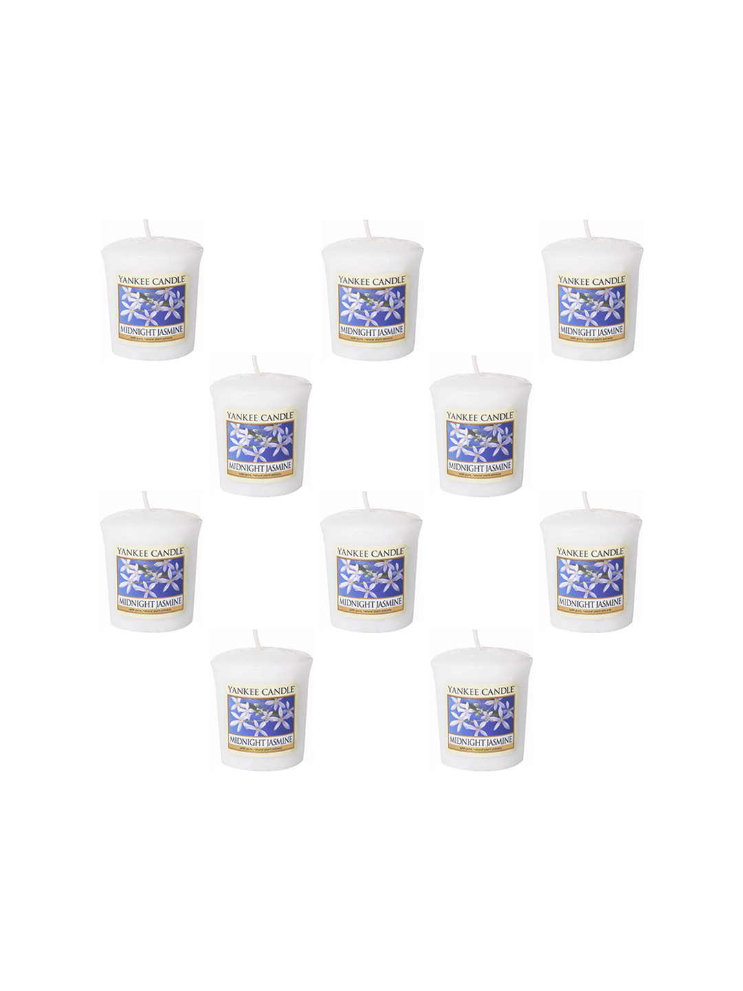 

YANKEE CANDLE Set Of 10 Classic Votive Midnight Jasmine Scented Candles, White
