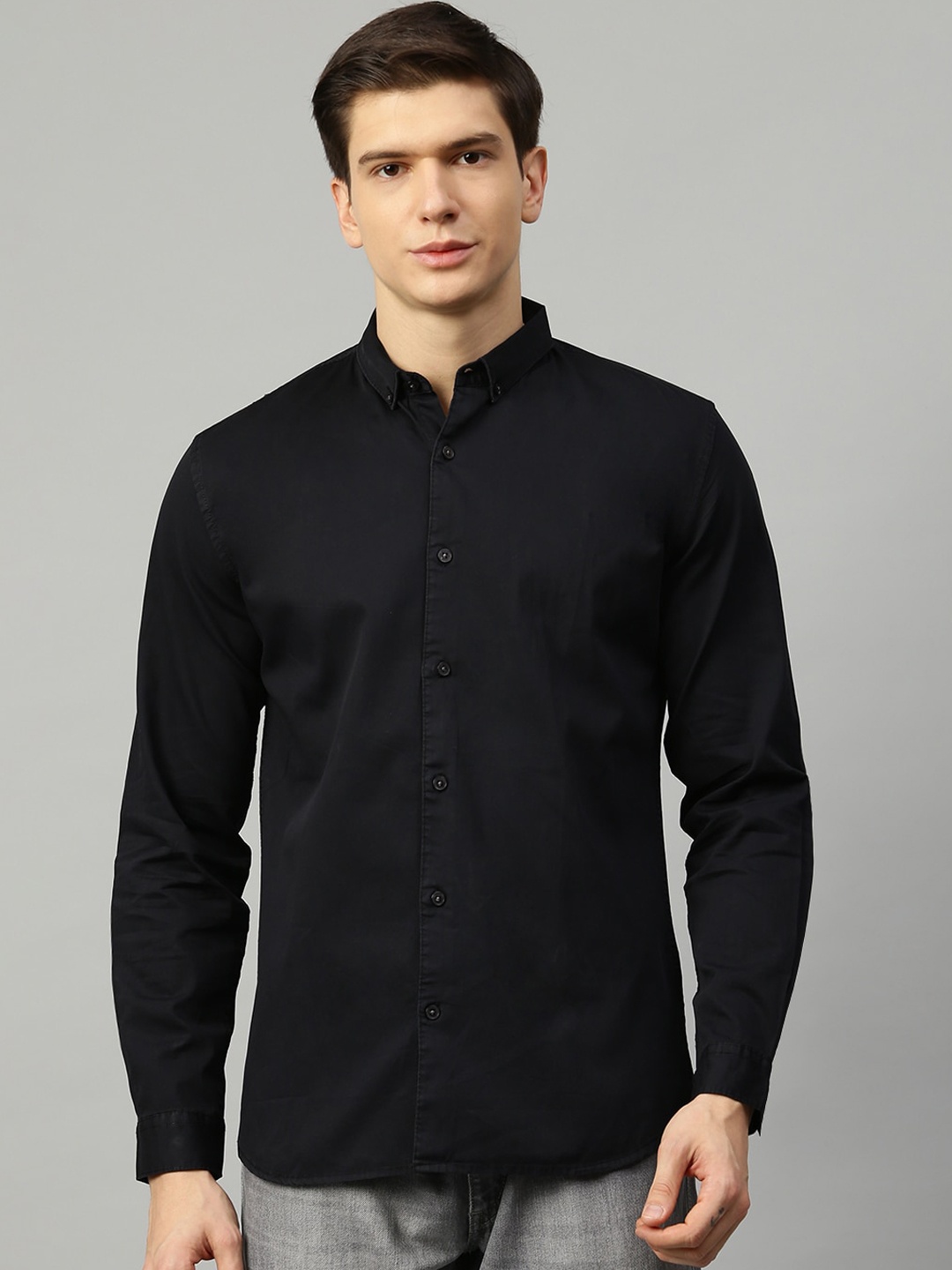 

LINDBERGH Men Black Slim Fit Solid Casual Shirt