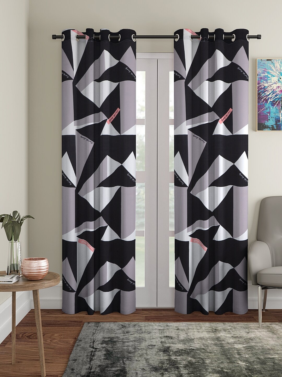 

Cortina Black & Grey Set of 2 Digital Printed Door Curtains