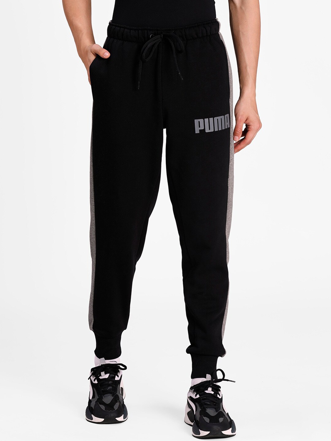 

Puma Men Black Solid Straight-Fit Contrast Pants