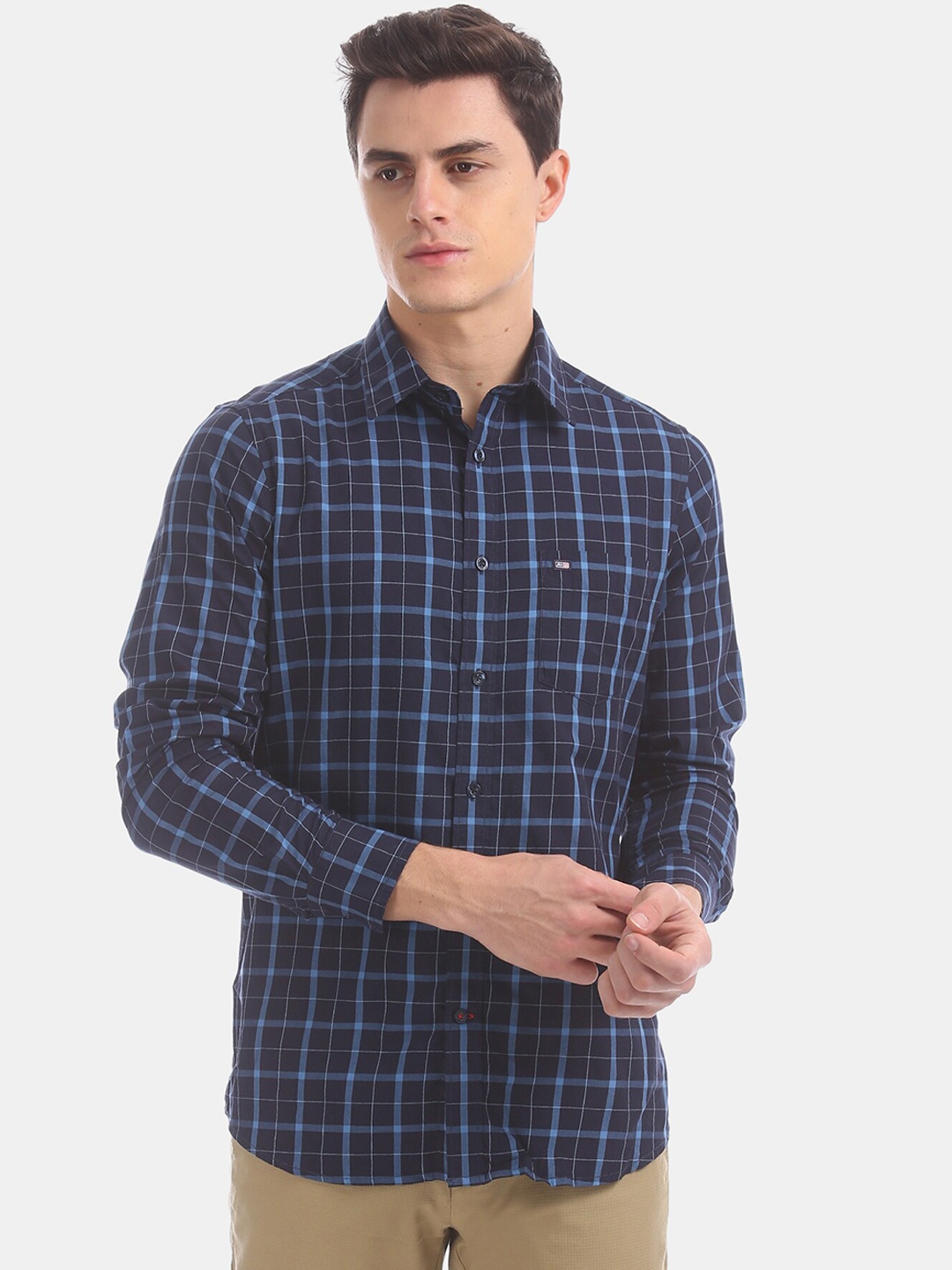 

Arrow Sport Men Blue Regular Fit Checked Casual Shirt