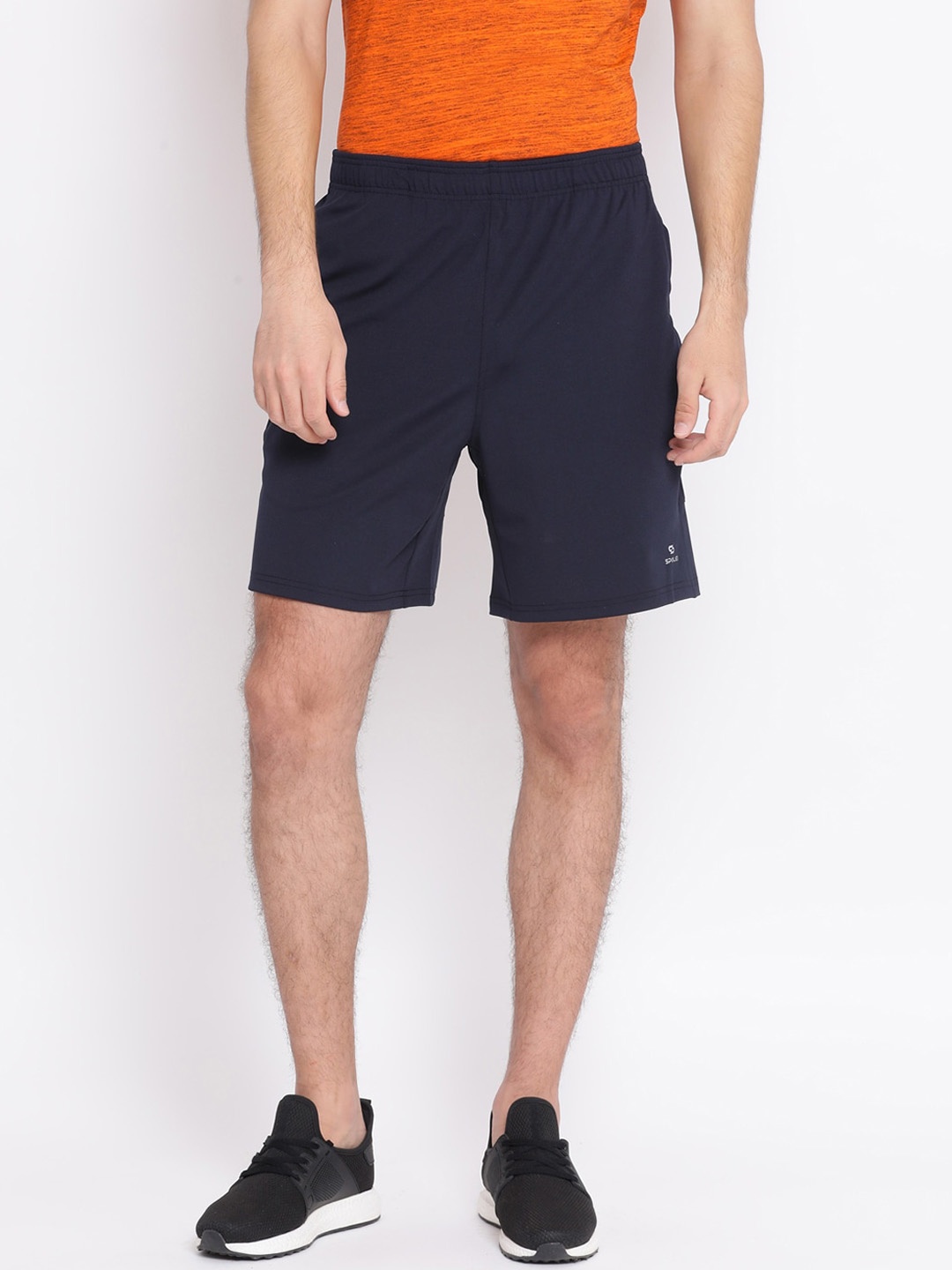

Spolei Men Navy Blue Solid Slim Fit Sports Shorts