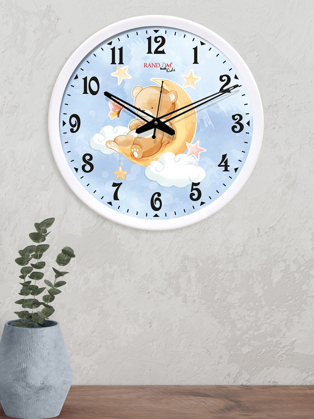 

RANDOM Blue & Beige Round Printed Analogue Wall Clock