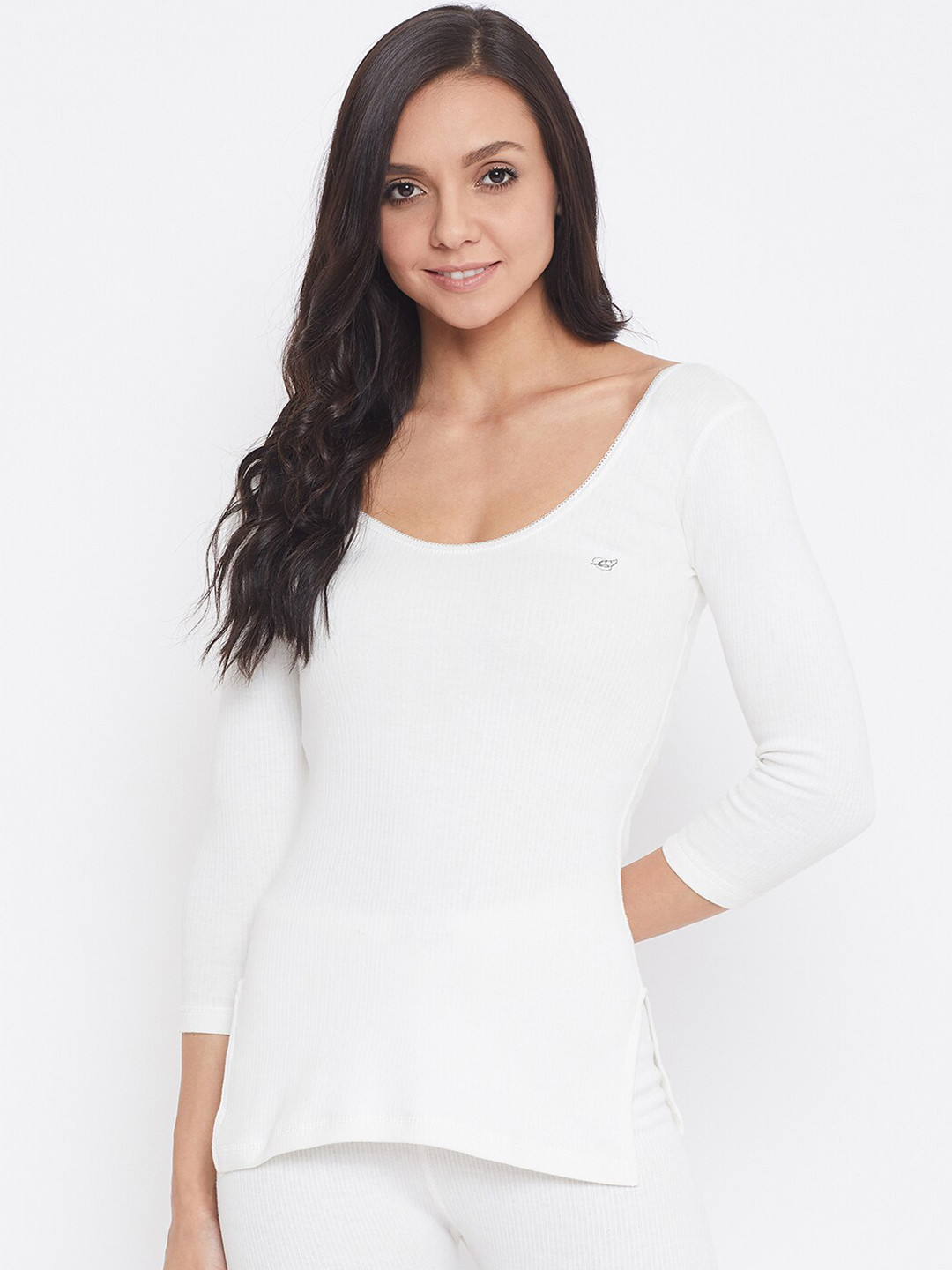 

NEVA Women Off White Solid Thermal Top