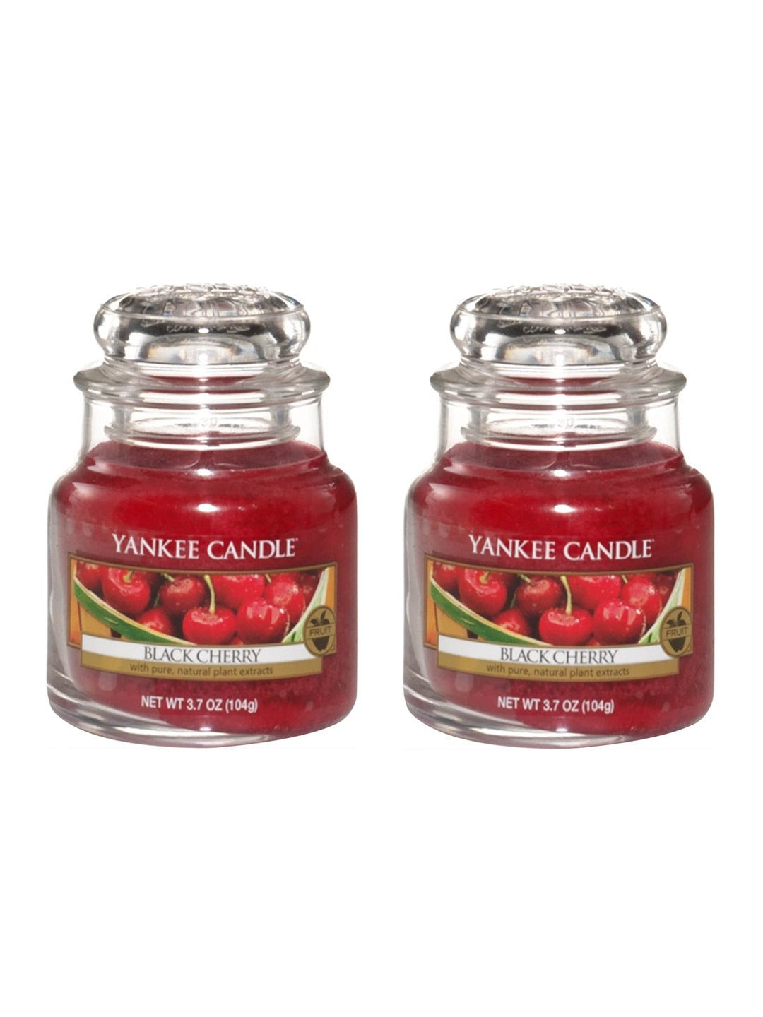 YANKEE CANDLE Set of 2 Red & Black Classic Jar Cherry Scented Candles