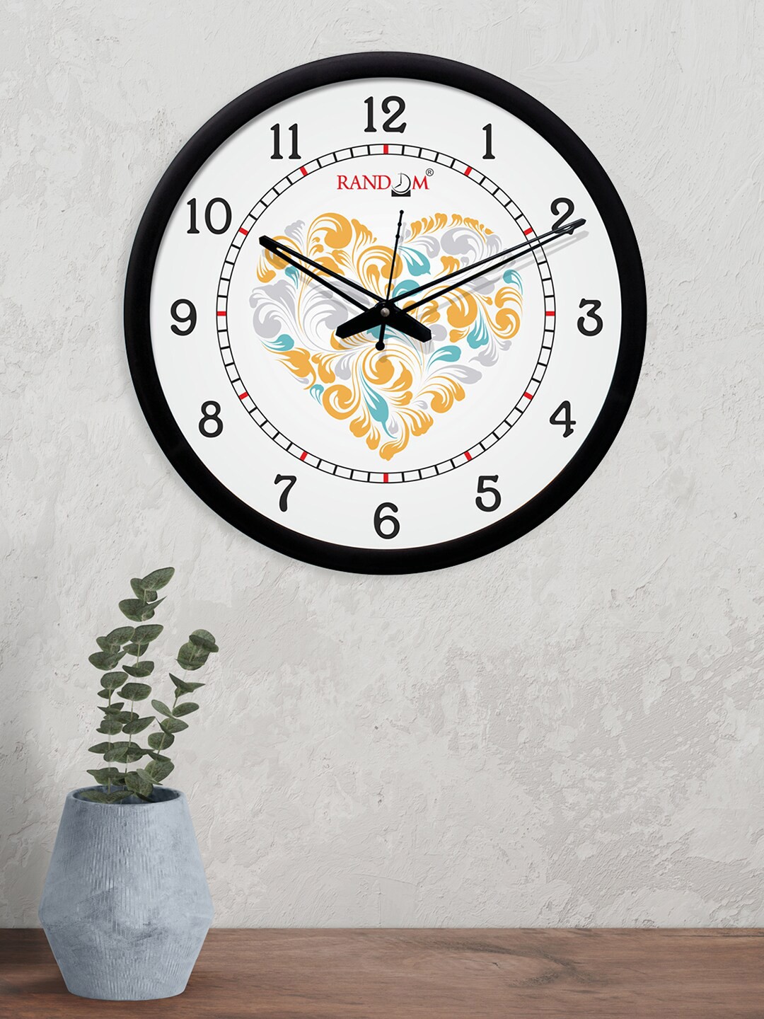 

RANDOM Black & White Heart Print 12 Inch Dial Analogue Wall Clock