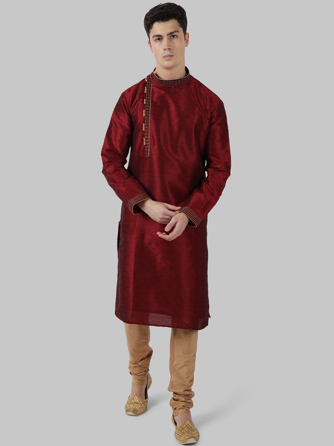 

Ethnix by Raymond Men Maroon Woven Design Straight Kurta