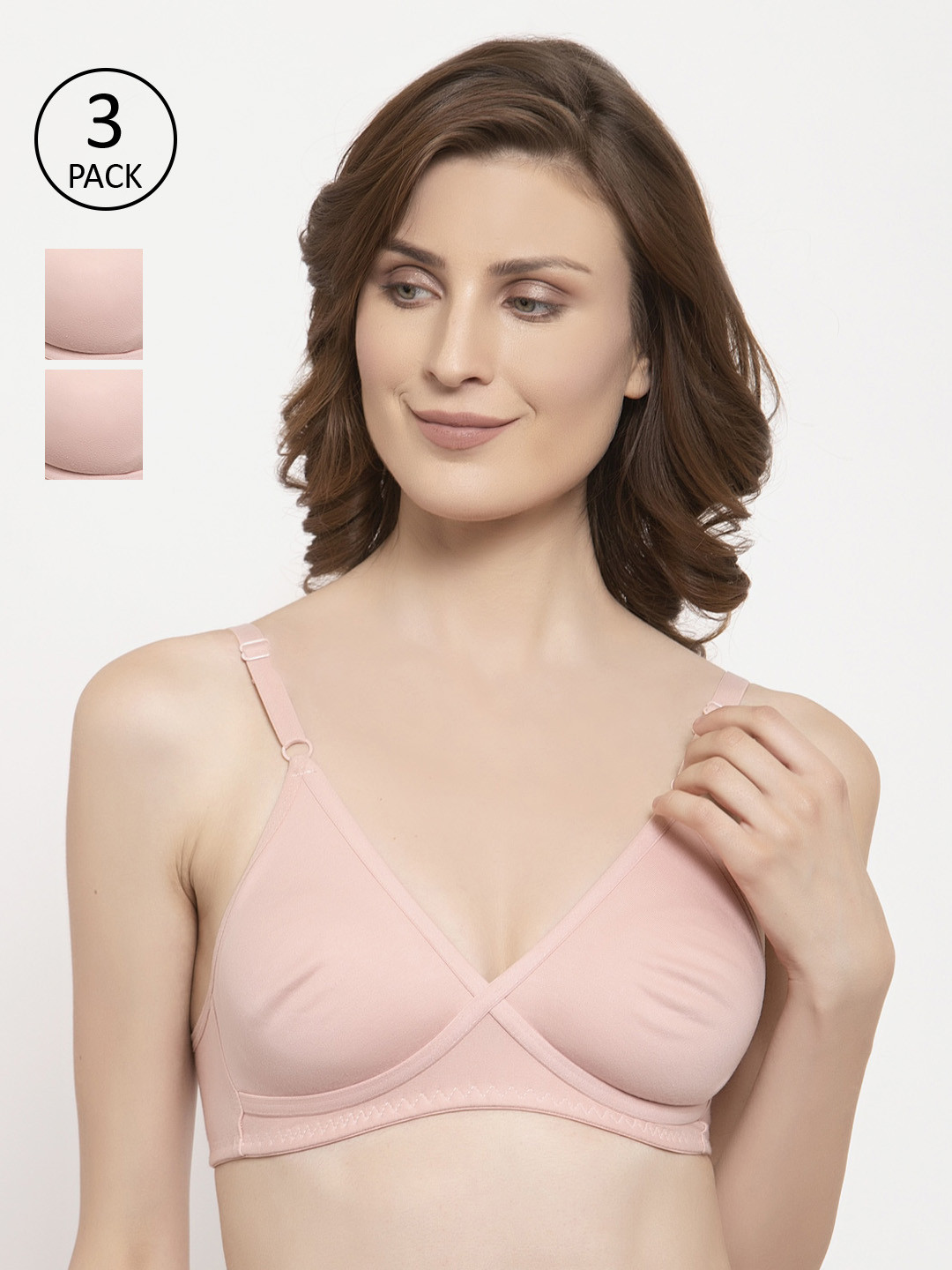

Innocence Pink Pack of 3 Solid Non-Wired Non Padded T-shirt Bra BBAPLIN90823_28B