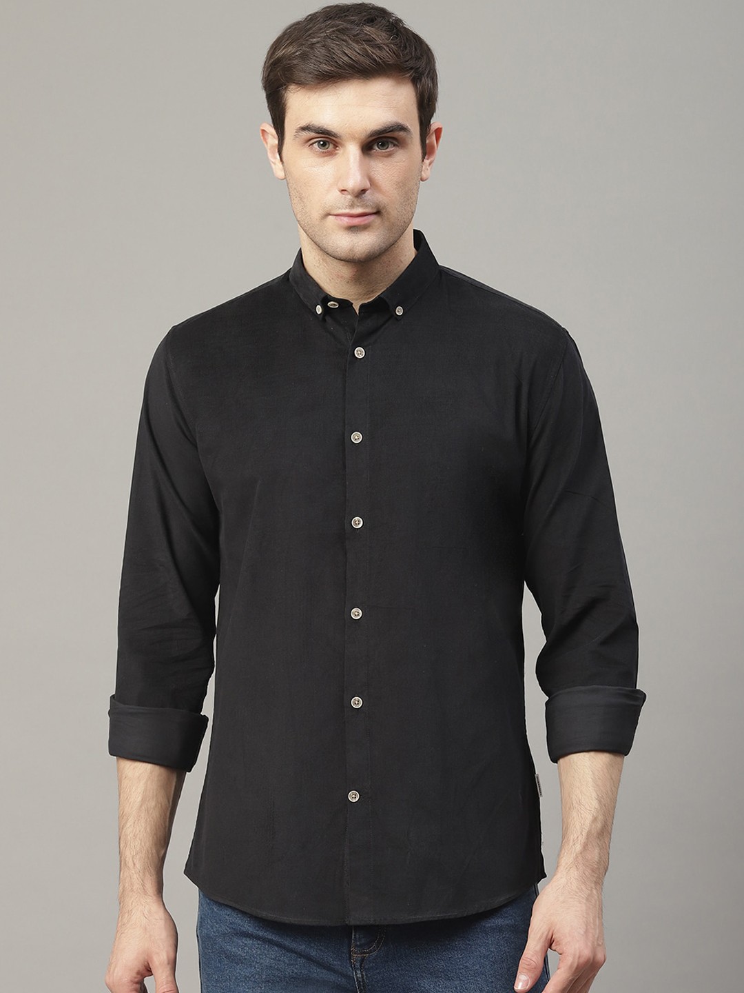 

LINDBERGH Men Black Slim Fit Solid Casual Shirt
