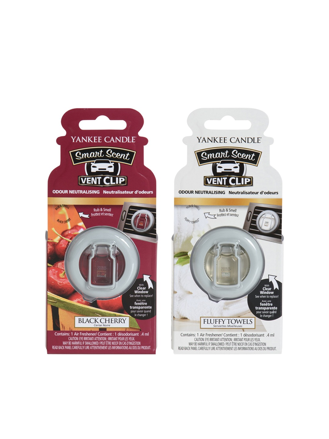 

YANKEE CANDLE Set Of 2 Cherry & Fluffy Towels Smart Scent Vent Clip Air Freshener, White