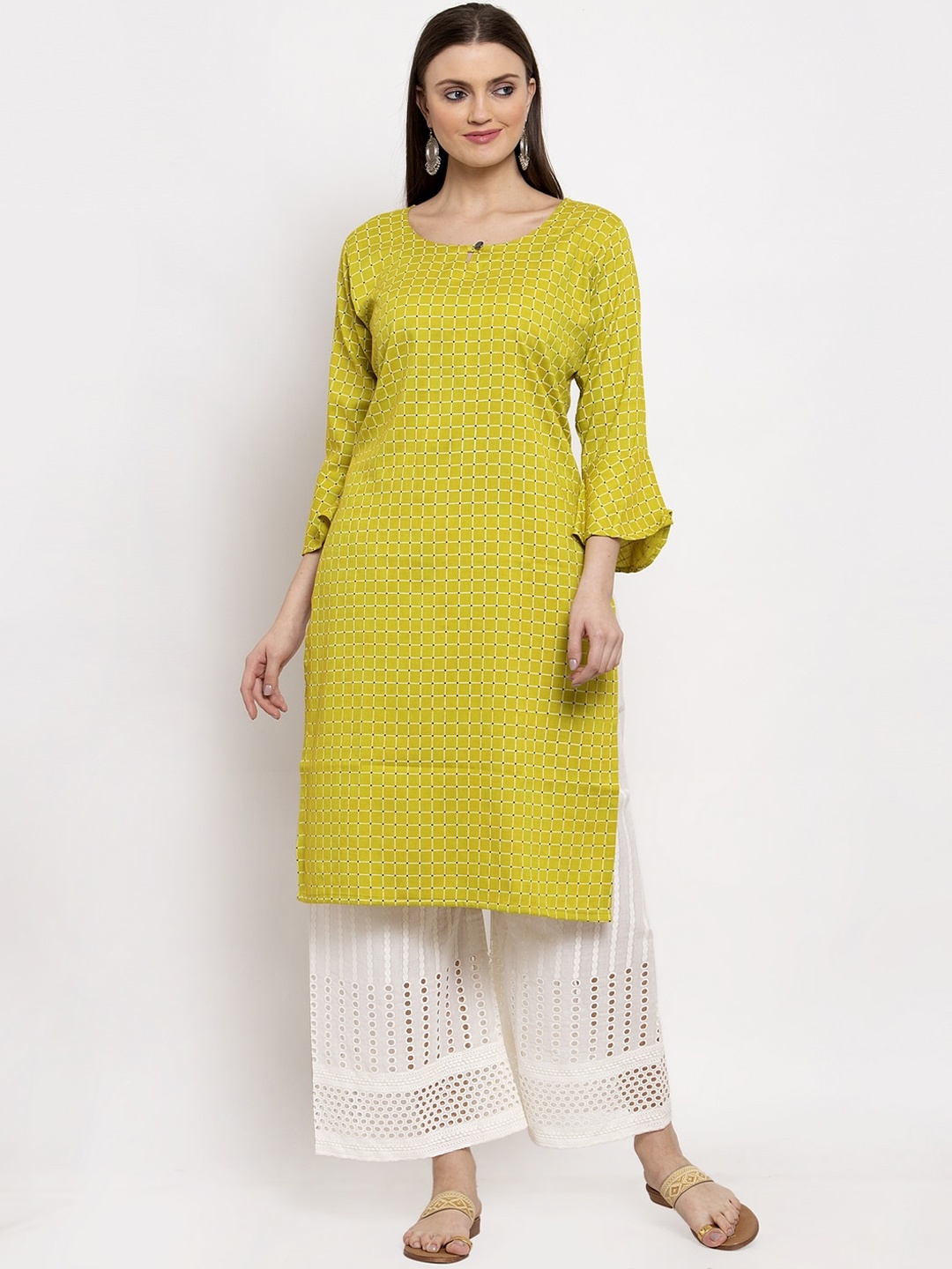 Miaz Lifestyle Women Green Printed Straight Kurta