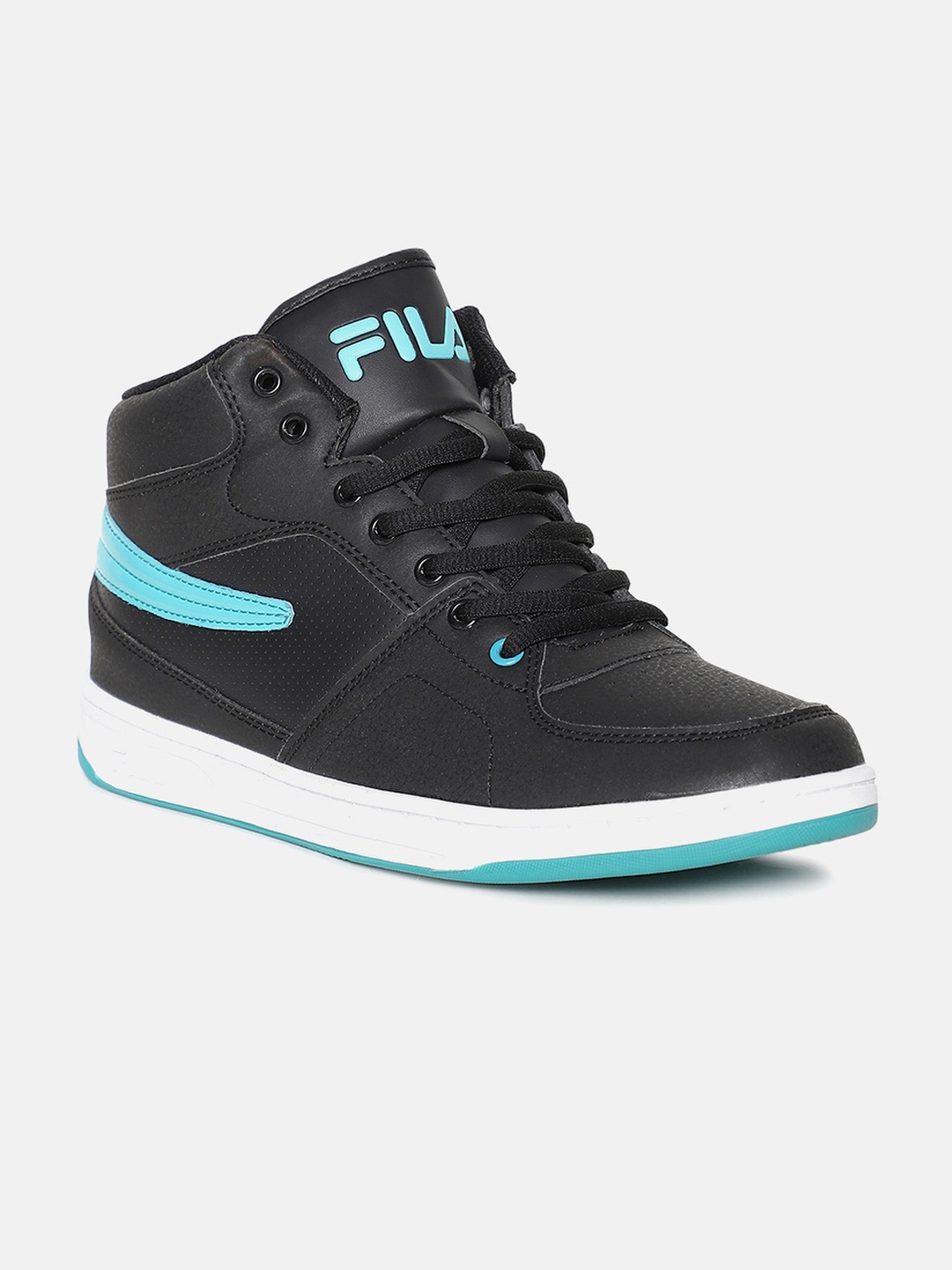 

FILA Men Black Solid PU Mid-Top Sneakers